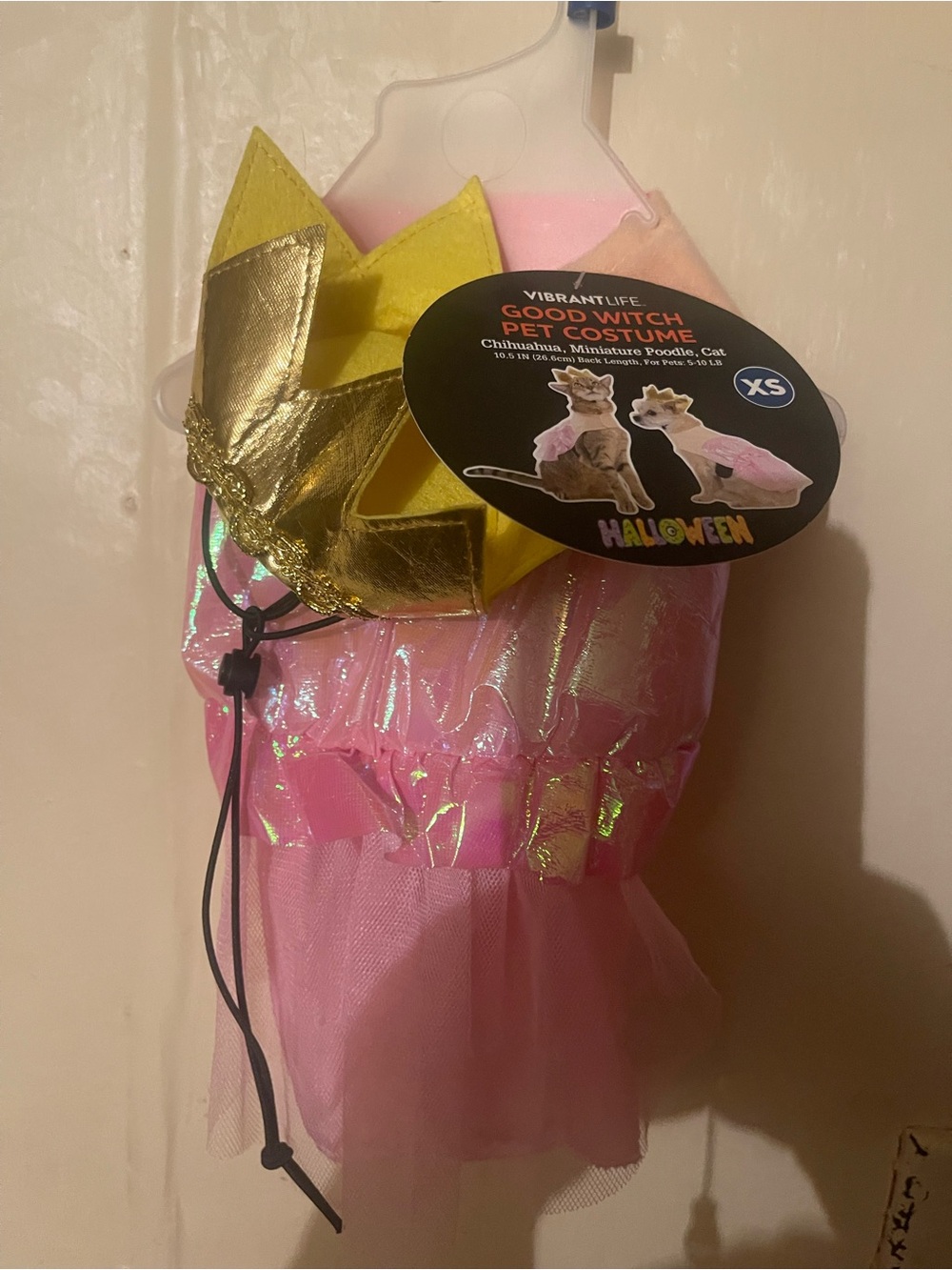 Vibrant Pink Good Witch Pet Costume with Gold Crown